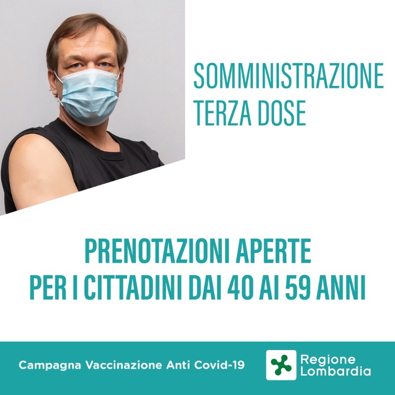 Terza dose vaccino anti C-19 dai 40ai 59 anni